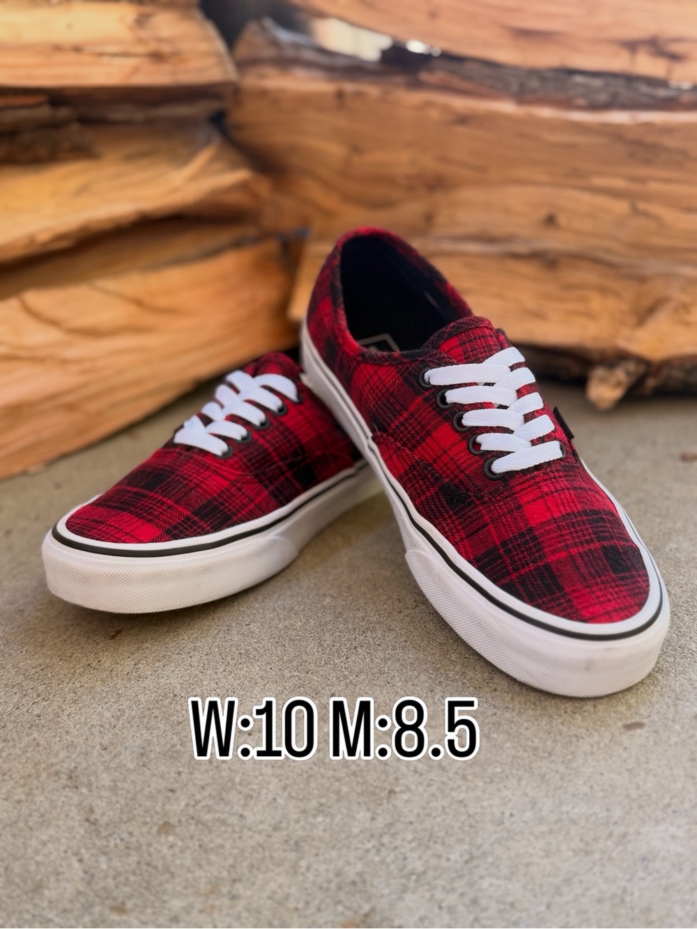 Women’s Red Plaid Canvas Lace-Up Sneakers
